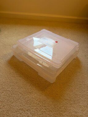 Set of 2 Container Store Iris Clear Document Cases